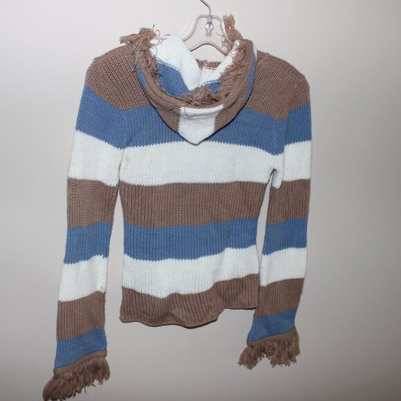 FREE*❤️damaged Garage ladies hooded sweater hoodie striped 100% acrylic USA made - Picture 8 of 8